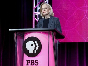 FILE - In this Jan. 15, 2017 file photo, President and CEO Paula Kerger speaks at the PBS&#039;s Executive Session at the 2017 Television Critics Association press tour in Pasadena, Calif. President Donald Trump&#039;s 2018 budget proposal plans to kill funding for the Corporation for Public Broadcasting (CPB). &ampquot;We&#039;re celebrating the 50th anniversary of the Public Broadcasting Act, what I think has been the most successful public-private partnership _ how ironic it would be if we were defunded this year,&ampquot;