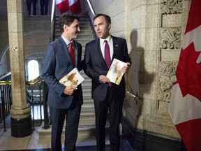 The Trudeau government will unveil a federal budget today that&#039;s expected to be heavy on policy and light on spending. Prime Minister Justin Trudeau, left, speaks with Minister of Finance Bill Morneau as he arrives to table the budget in Ottawa in a March 22, 2016, file photo. THE CANADIAN PRESS/Justin Tang