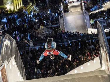 OTTAWA, ON - MARCH 03: In this handout provided by Red Bull, Tristan Dugerdil of France performs during the freestyle competition during the fourth stage of the ATSX Ice Cross Downhill World Championship at the Red Bull Crashed Ice on March 03, 2017  in Ottawa, Canada.