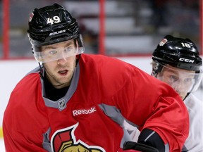 Chris DiDomenico skates with the Senators in practice for the first time at Canadian Tire Centre on Wednesday. Julie Oliver/Postmedia