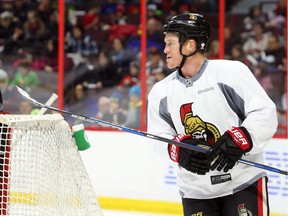 Chris Neil is sidelined after breaking a finger in a fight during the Senators game against the Panthers on Sunday. Photo by Jean Levac  ORG XMIT: 125645