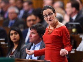 Minister of Foreign Affairs Chrystia Freeland responds to a question during question period in the House of Commons on Parliament Hill in Ottawa on Monday, March 6, 2017.