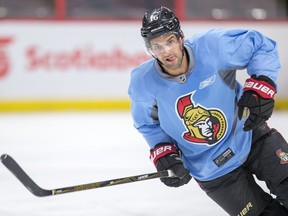 Clarke MacArthur, seen here during a practice in January 2016, still wants to play in the NHL despite not having played since October 2015 and receiving four concussions in a span of 18 months.