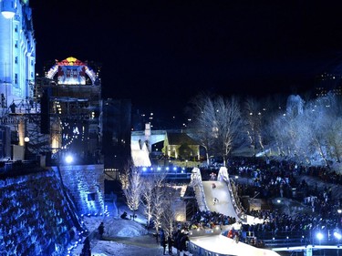 Competitors skate during the Red Bull Crashed Ice World Championship at the Rideau Canal Locks on Saturday, March 4, 2017, in Ottawa.