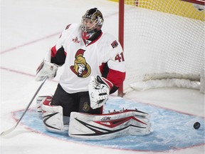 The puck bounces out of the net after Canadiens defenceman Andrei Markov beat Senators goalie Craig Anderson for one of his two second-period goals at the Bell Centre on Saturday night.