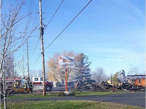 First responders at the scene of a flea market fire in Drummond-North Elmsley near Smiths Falls in November, 2016.