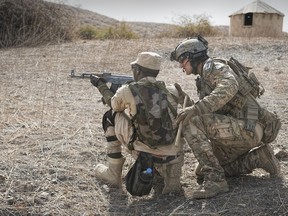 This file photo shows Canadian special forces training soldiers in Africa during Flintlock 2016.
