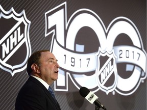 NHL commissioner Gary Bettman speaks at a news conference in Ottawa on Friday, March 17, 2017.