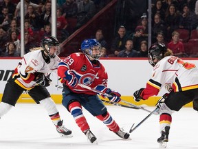 Marie-Philip Poulin in action during a Les Canadiennes game against the Calgary Inferno on Saturday, Dec. 10 2016.