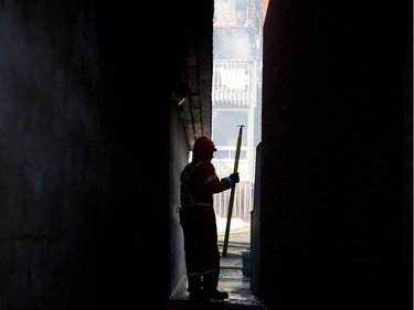 Ottawa firefighters were battling a four-alarm blaze in the Baseline-Merivale area at 34 Northview Rd., a strip of rowhouse apartments Saturday March 12, 2017.