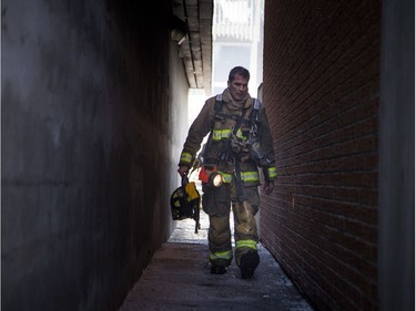 Ottawa firefighters were battling a four-alarm blaze in the Baseline-Merivale area at 34 Northview Rd., a strip of rowhouse apartments Saturday March 12, 2017.