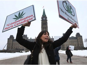 Canada's Princess of pot, Jodie Emery, demonstrates on Parliament Hill Feb 22.Now that she's read the pot bill, she isn't overly impressed.