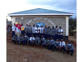 Ottawa's Mitch Kurylowicz, 19, poses with the first class of students at Ngulot Secondary School in Kenya.