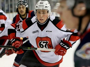 Sasha Chmelevski scored a goal for the 67's in the series opener at Mississauga on Friday night. Julie Oliver/Postmedia