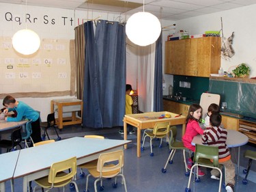 Some classroom quiet spaces are semi-private to offer more inner reflection.