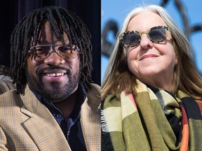 Jamaal Jackson Rogers (L) is one of two poets laureate named this week for the City of Ottawa and Andrée Lacelle is the other.