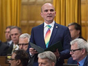 Liberal MP Randy Boissonnault rises during statements in the House of Commons, Monday June 13, 2016 in Ottawa.