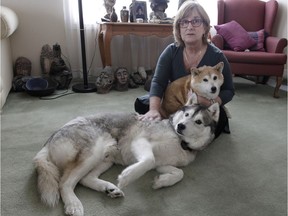 Ayala Sher with her dogs, Calvin and Dolly.