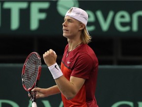 Denis Shapovalov, seen here during Davis Cup play in Ottawa in February, is in the final of the Gatineau Futures event on Sunday. /