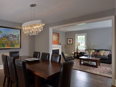 The original formal dining room was expanded to create more space for the family's entertaining needs.