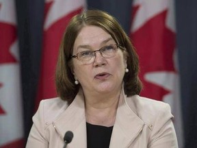 Jane Philpott, Minister of Health speaks following the announcement of changes regarding the legalization of marijuana during a news conference in Ottawa, Thursday April 13, 2017. Federal Health Minister Jane Philpott says she&#039;s aiming to release statistics on overdose deaths in Canada but is frustrated with provinces and territories that haven&#039;t provided data in the midst of an unprecedented public health crisis. THE CANADIAN PRESS/Adrian Wyld