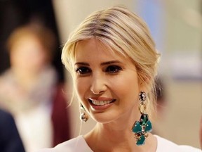 Ivanka Trump, daughter and adviser of U.S. President Donald Trump, arrives for a dinner after she participated in the W20 Summit in Berlin Tuesday, April 25, 2017. (AP Photo/Michael Sohn, pool)