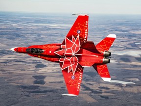 Captain Matthew “Glib” Kutryk, Royal Canadian Air Force 2017 Demonstration Jet pilot flies over Northern Alberta on April 6, 2017. Photo: Cpl Manuela Berger, 4 Wing Imaging.