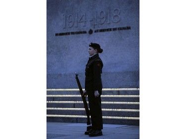 A cadet stands guard.