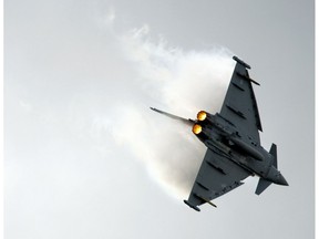 This file photo shows Eurofighter Typhoon, a twin-engine multi role fighter, during a flying display.
