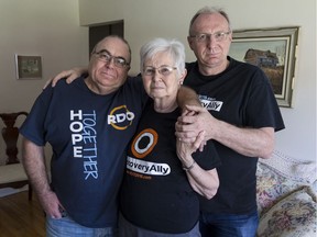 Alan Garner (L), his mother Eleanor Garner and brother Gord Garner photographed in Eleanor's Ottawa apartment.