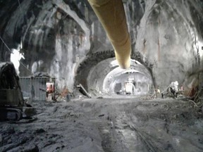 LRT construction underground near Rideau Street.