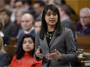 Government House Leader Bardish Chagger answers a question in the House of Commons. Canadians give their democracy a B- grade.