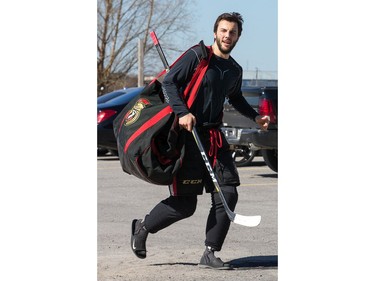 Derick Brassard runs into the arena as the Ottawa Senators practice at the Bell Sensplex in advance of their next NHL playoff game against the Boston Bruins on Saturday. The Bruins are up 1-0 in a best of seven series.