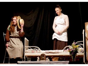 Emily White, performs as Anne Shirley (L), and Kailey Lavergne performs as Marilla Cuthbert (R) during Holy Trinity Catholic High School's Cappies production of Anne of Green Gables, held on April 6, 2017, in Kanata On. (Marion Pignat/Ottawa Citizen/Student)