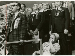 Former Ottawa mayor Charlotte Whitton refused to recognize O Canada as the national anthem and stayed seated at a 1967 event while others stood to sing. Fred Ross/The Canadians