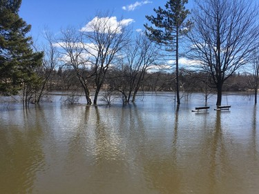Windsor Park in Ottawa South is a giant lake after water overflowed the banks of the Rideau River.