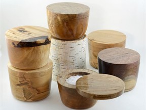 These Maple and Walnut Salt Keepers were created by Toronto-based Eco-Woodturner Michael Finkelstein. They retail for $85.