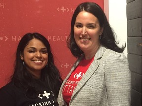 Hacking Health Ottawa founder Haidee Thanda, left, and HHO partner lead Karine Diedrich helped to organize Ottawa's first health hackathon April 30, 2017. James Bagnall photo