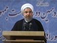 Iranian President Hassan Rouhani speak in a press briefing after registering his candidacy for the May 19 presidential elections at the Interior Ministry in Tehran, Iran, Friday, April 14, 2017. Under Rouhani, writes Terry Glavin, the persecution of the Baha'i people has gotten worse and worse.
