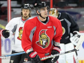 Newly acquired Alex Burrows (#14) on the ice during practice. Trade deadline day at Canadian Tire Centre where the Ottawa Senators held a morning practice Wednesday (March 1, 2017).