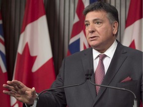 Ontario Finance Minister Charles Sousa discusses the federal budget at a news conference in Toronto on Wednesday, March 22, 2017. Sousa says the upcoming provincial spring budget will include a package of measures dealing with housing affordability.THE CANADIAN PRESS/Frank Gunn ORG XMIT: CPT117