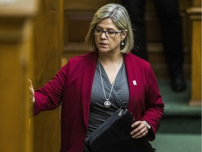 Ontario NDP Leader Andrea Horwath leaves the Legislature at Queen's Park in Toronto, Ont. on Thursday April 6, 2017.