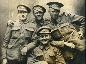 Sid Hampson, seated in centre, was 22 when he joined up.