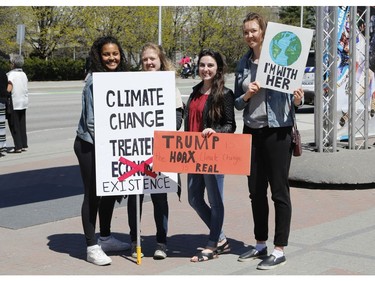 Ottawa residents concerned about climate, jobs and justice take part in a march to the United States embassy in Ottawa on Saturday, April 29, 2017.   (Patrick Doyle)  ORG XMIT: 0430 climate 01