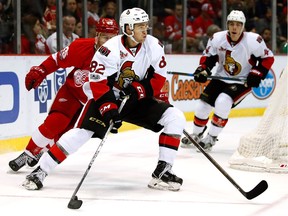 Colin White in action for the Senators in an April 3 regular-season game against the Detroit Red Wings.
