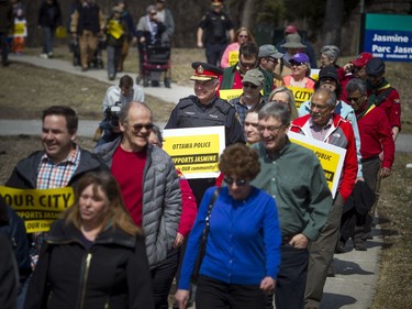 Police Chief Charles Bordeleau took part in the community safety march on Jasmine Crescent Sunday April 9, 2017.   Ashley Fraser/Postmedia