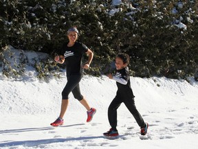 Nina Ryan and son Logan have trained throughout the winter for Tamarack Ottawa Race Weekend.
