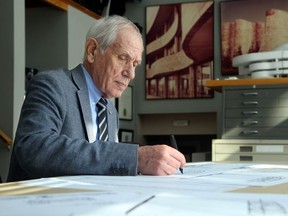 Renowned architect Douglas Cardinal, who designed the Canadian Museum of History (formerly known as the Canadian Museum of Civilization), continues to work out of his home office overlooking the Rideau River. (Julie Oliver/Postmedia)