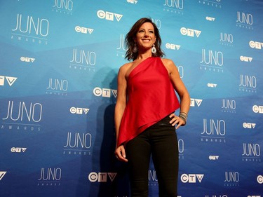 Sarah McLachlan poses as musical talent take to the red carpet at the Juno Awards held on Sunday at the Canadian Tire Centre.
