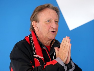 Ottawa Senators owner Eugene Melnyk after talking on the radio in the Red Zone outside the Canadian Tire Centre in Ottawa on Saturday, April 15, 2017.